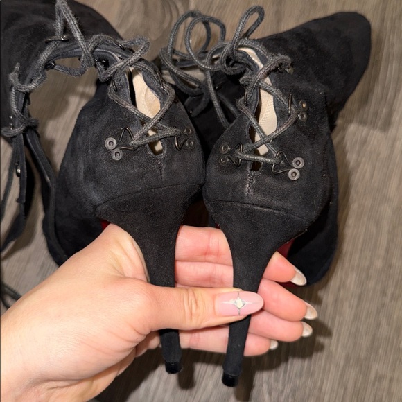 Christian Louboutin Black Heeled Boots with Red Soles - Picture 11 of 16